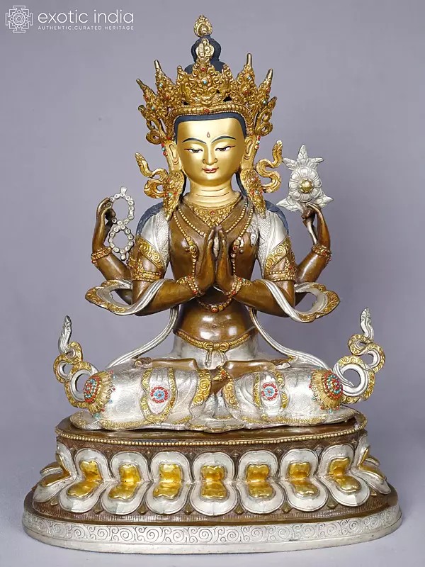 Lord Kharchedi Nepali Buddhist Deity | Copper with Gold and Silver Plated | Handmade Exquisite Art