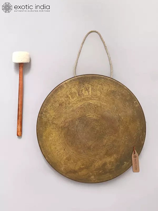 18" Tibetan Buddhist Brass Gong with Beater