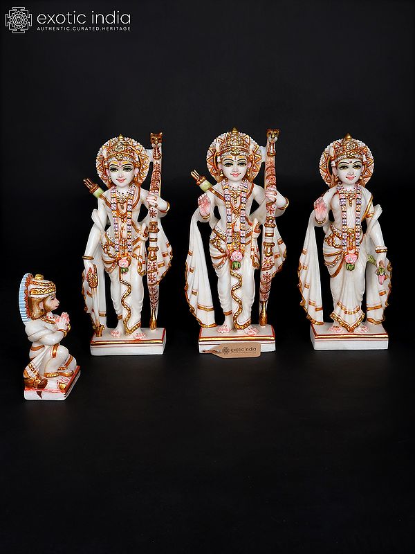 12" Shri Ram Darbar | Set of Four White Marble Statues