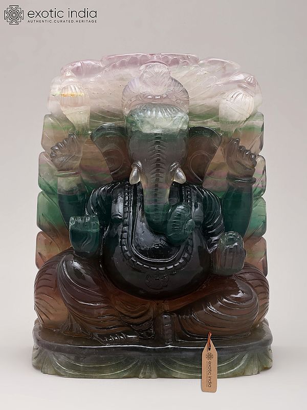 6" Small Sacred Lord Ganesha in Natural Fluorite | Exquisite Handcrafted Crystal Idol