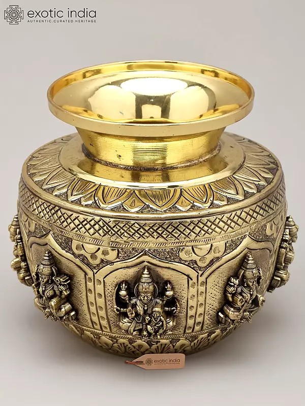 5" Superfine Brass Ashtalakshmi Ritual Kalash