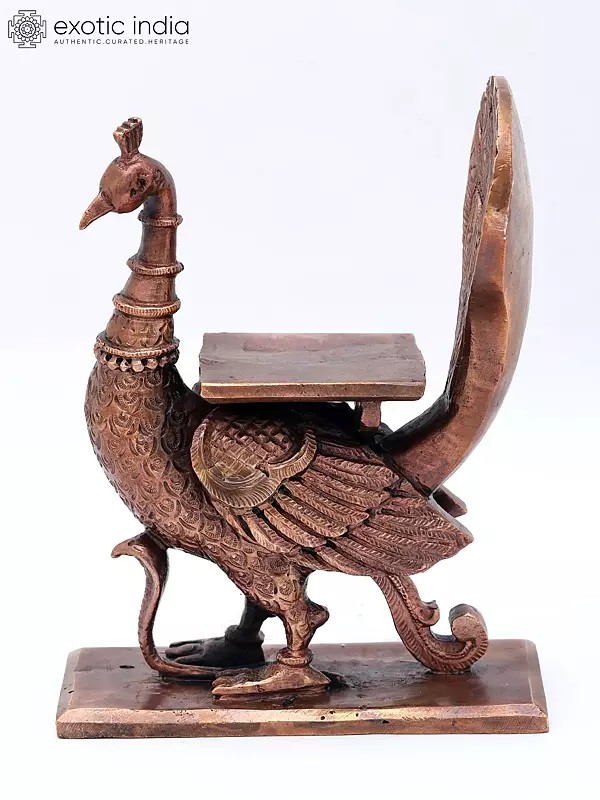 7" Peacock with Snake Candle and Diya Stand In Copper | Made in India