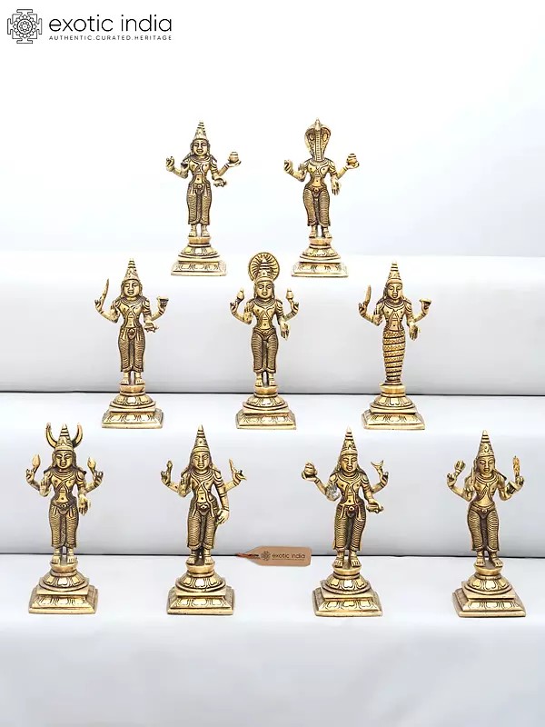 6" Navagraha (Nine Planets) Deities Brass Statues | Handmade | Made in India