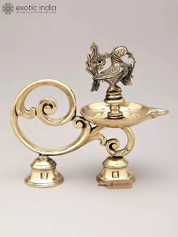 9" Brass Handheld Peacock Lamp