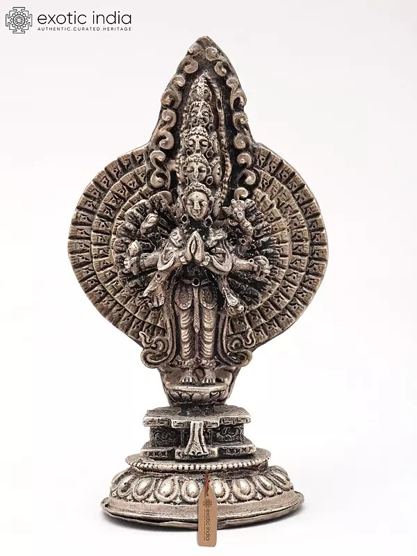 4" Small Tibetan Buddhist Deity Avalokiteshvara with Standing Posture | Handmade | Brass Statue