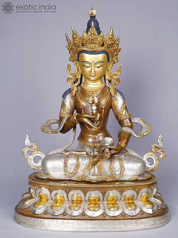 Lord Vajrasattva | Tibetan Buddhist Deity | Copper With Gold And Silver Plated