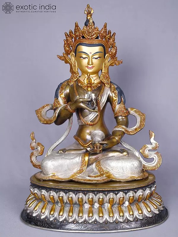 Lord Vajrasattva | Tibetan Buddhist Deity | Copper With Gold And Silver Plated