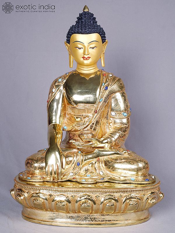 Seated Lord Buddha - Bhumisparsha Mudra | Buddhist Idol | Copper With Gold Plated