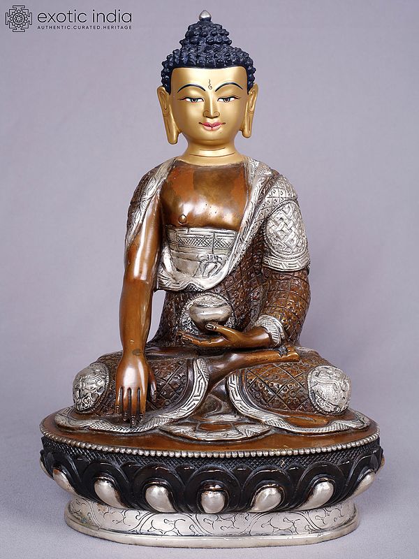 Shakyamuni Lord Buddha | Tibetan Buddhist Deity | Copper With Gold And Silver Plated