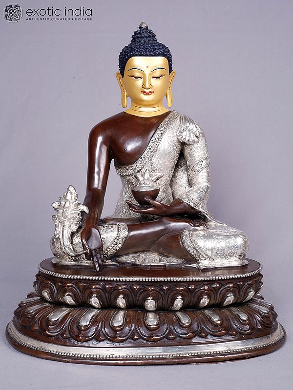 Medicine Buddha | Tibetan Buddhist Deity | Copper With Gold And Silver Plated