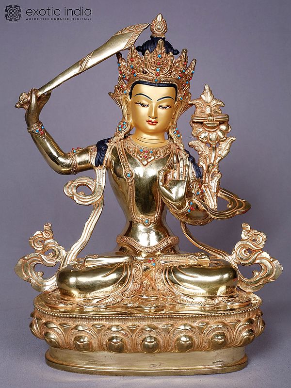 Manjushri | Tibetan Buddhist Deity | Copper With Gold Plated