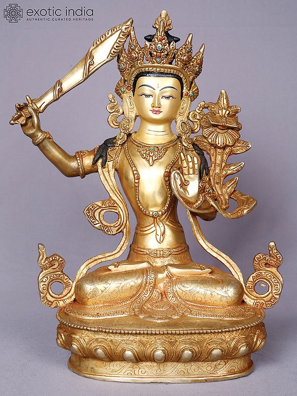 Manjushri | Tibetan Buddhist Deity | Copper With Gold Plated