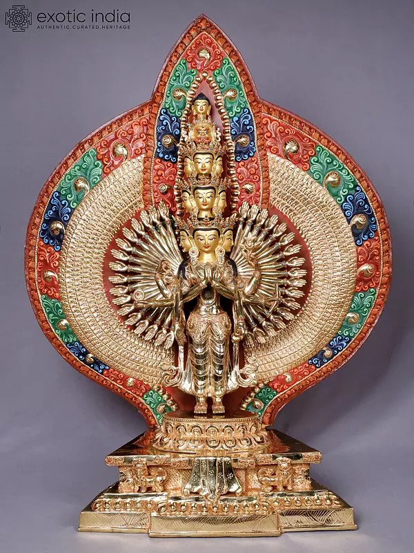24 Avalokiteshvara - Chenrezig | Tibetan Buddhist Deity | Copper With Gold Plated