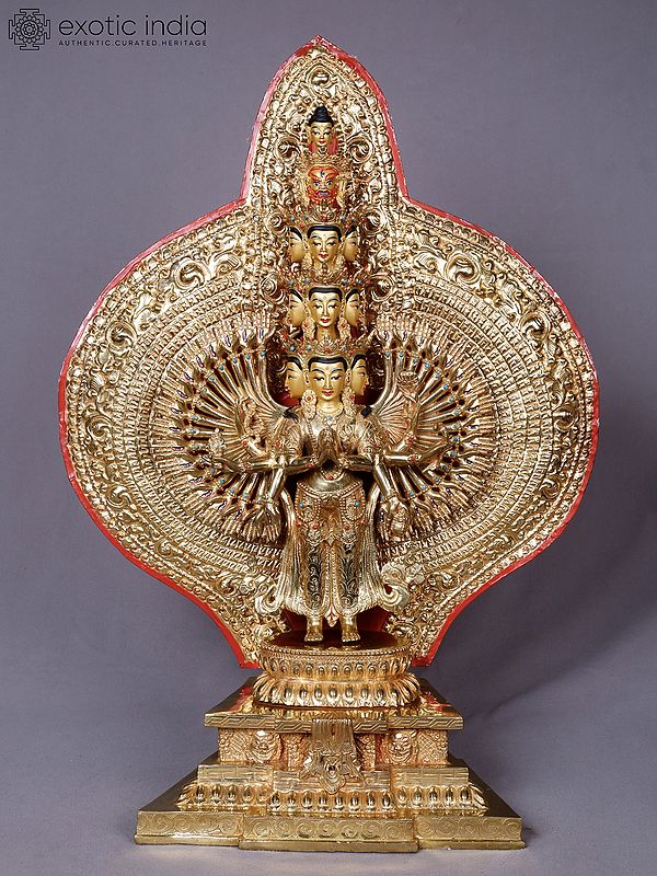 18 Avalokiteshvara - Lokeshwor | Tibetan Buddhist Deity | Copper With Gold Plated