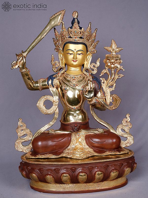 Manjushri | Tibetan Buddhist Deity | Copper With Gold Plated