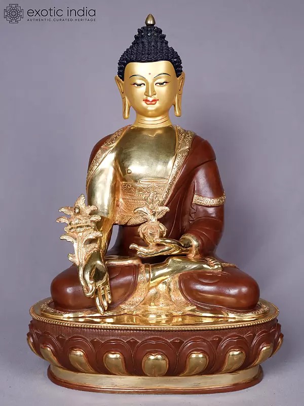 Medicine Lord Buddha | Tibetan Buddhist Deity | Copper With Gold Plated