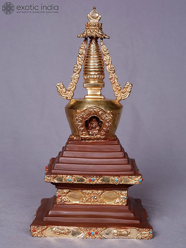 Handcrafted Tibetan Stupa | Copper With Gold Plated