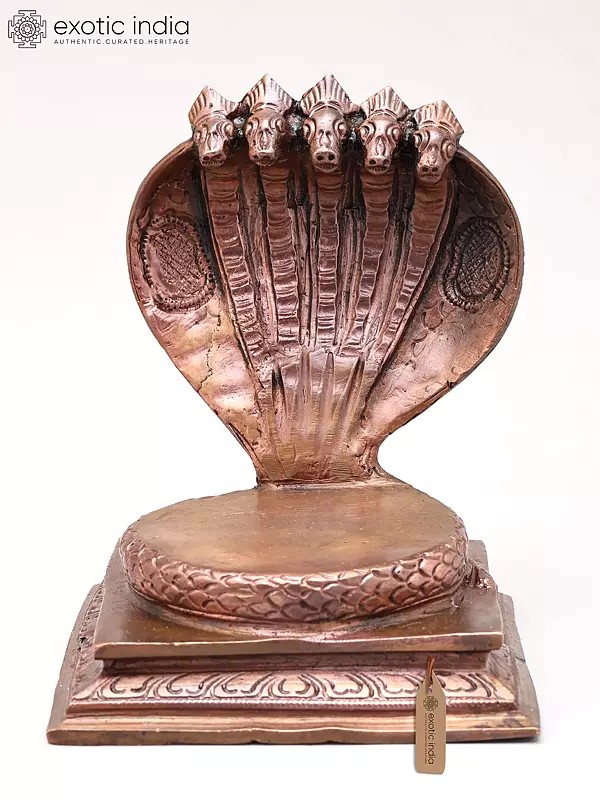 Copper Five-Headed Cobra Idol Base - 4 Inch Display Stand