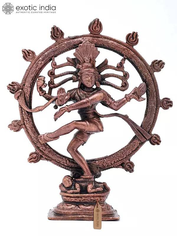3" Small Lord Nataraja (Shiva) with Prabhamandala Arch | Copper Statue | Made in India
