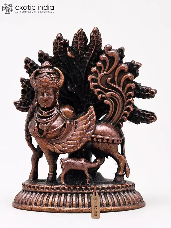 Small Goddess Kamadhenu Cow with Calf for Prosperity and Positivity | Copper Statue | Made in India
