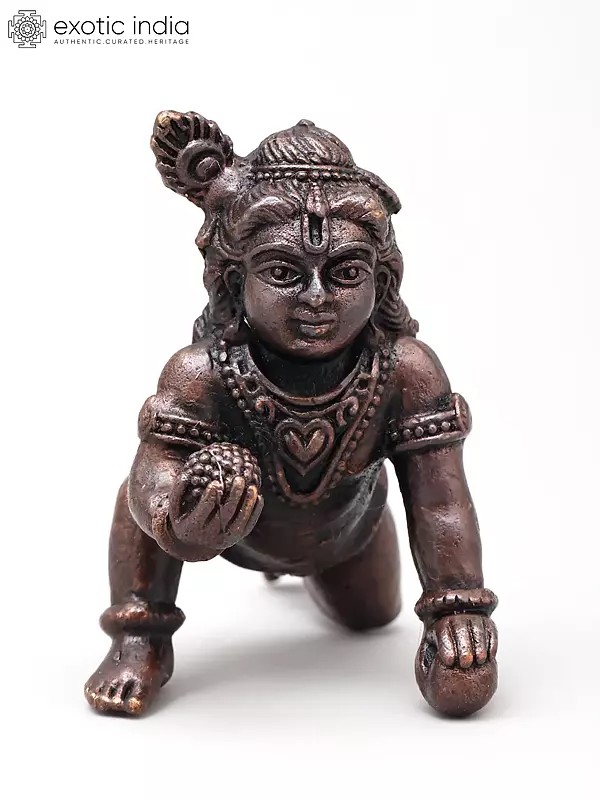 Small Idol of Lord Krishna As Laddu Gopal | Copper Statue | Made in India