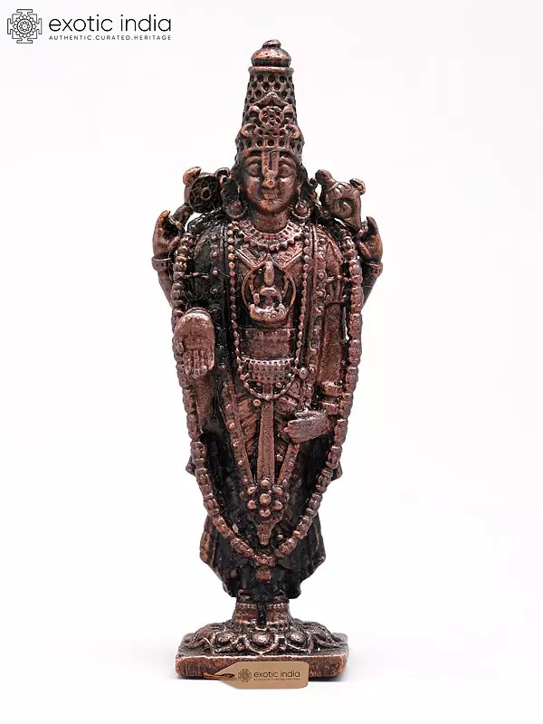 2" Small Lord Tirupati Balaji (Venkateshwara) - A Form of Lord Vishnu | Handmade | Copper Statue