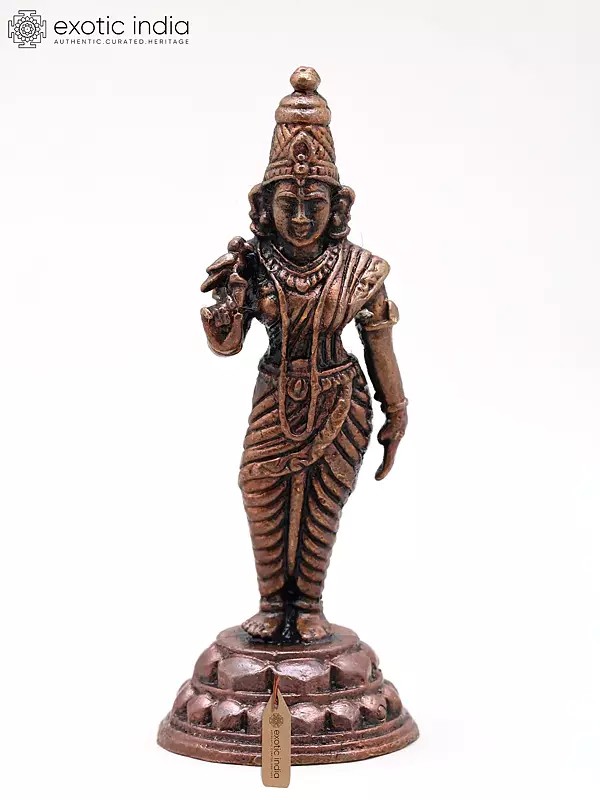 3" Small Standing Goddess Minakshi | Copper Statue