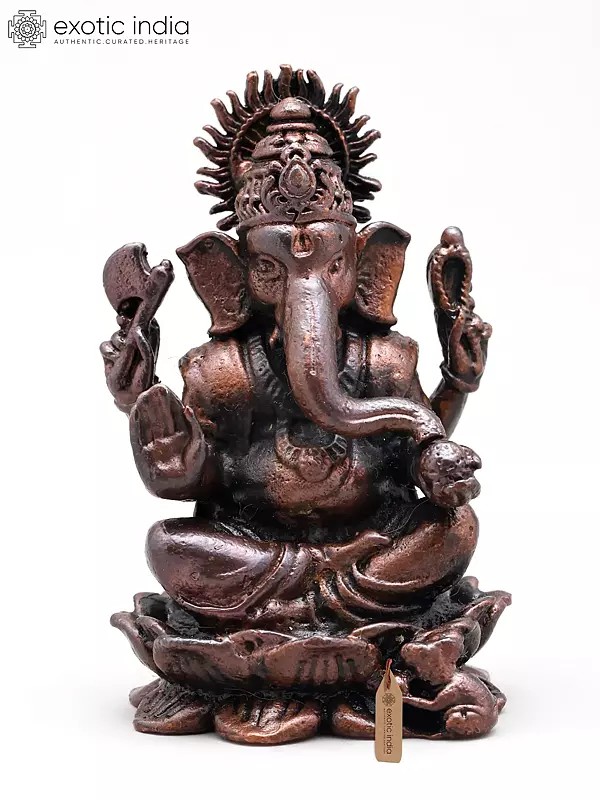 2" Small Chaturbhuja Lord Ganesha | Copper Statue