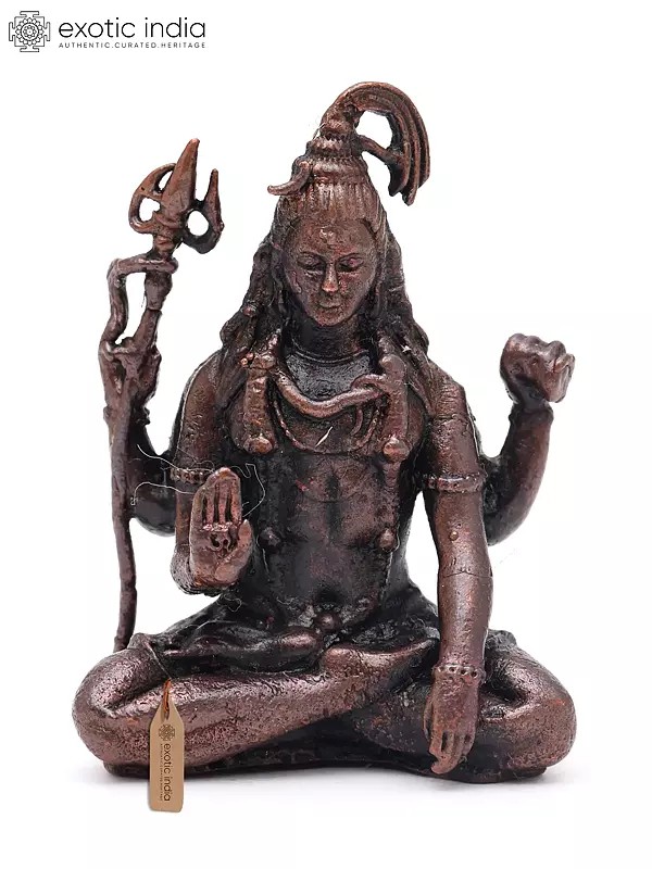 Small Lord  Shiva Seated in Blessing Gesture | Copper Statue