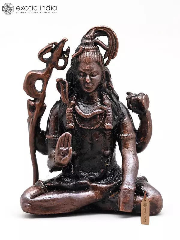 Small Lord  Shiva Seated in Blessing Gesture | Copper Statue
