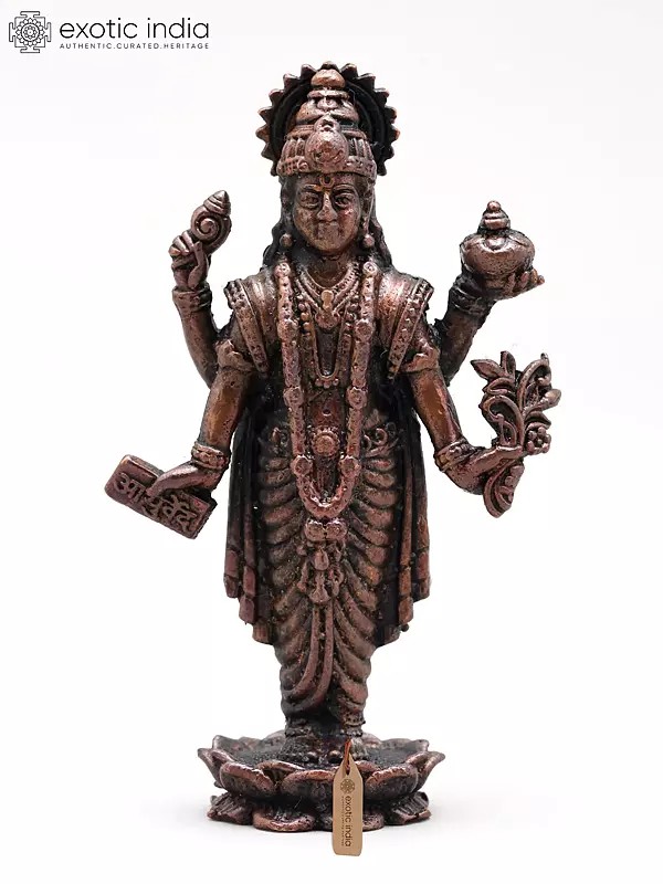 2" Small Standing Lord Dhanvantari | Copper Statue