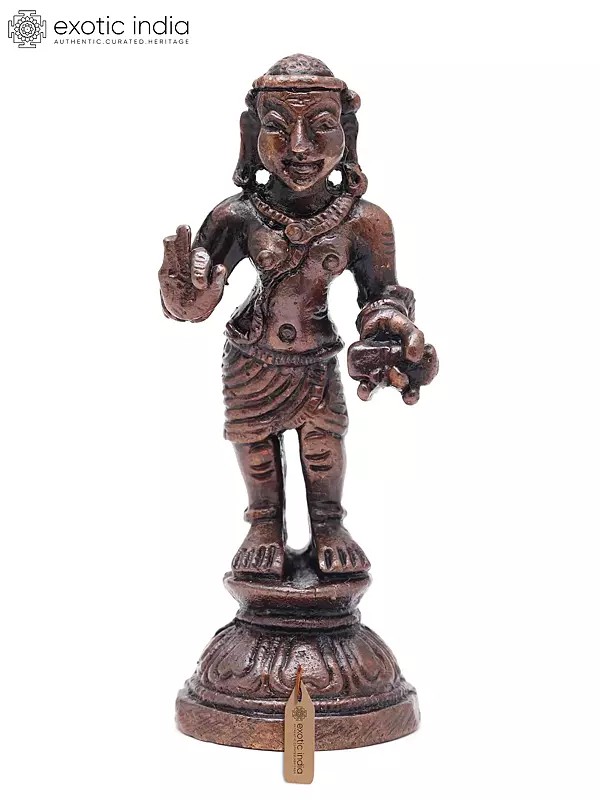 3" Small Saint Manikkavacakar - Tamil Saiva Saint and Bhakti Movement Leader | Copper Statue | Made in India