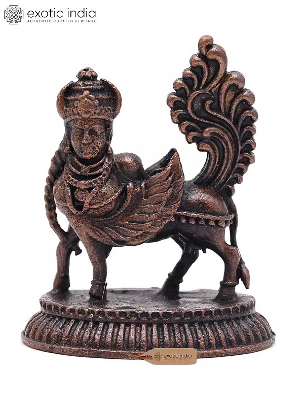 Small Goddess Kamdhenu Standing on Base - For Prosperity & Positivity | Copper Statue | Made in India