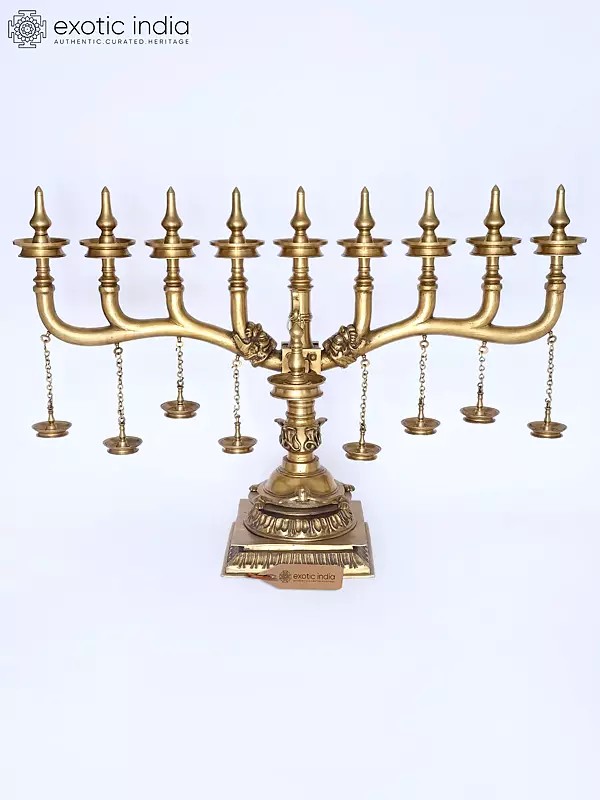 65" Super Large Brass Kerala Style Multi Deepam Lamp | Traditional Indian Multi Diya Stand