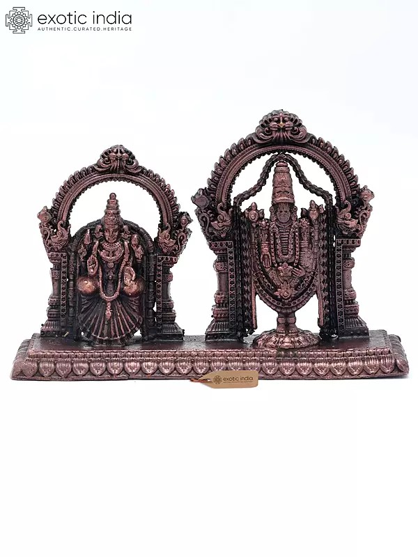 4" Small Deities Tirupati Balaji Copper Statue With Padmavathi