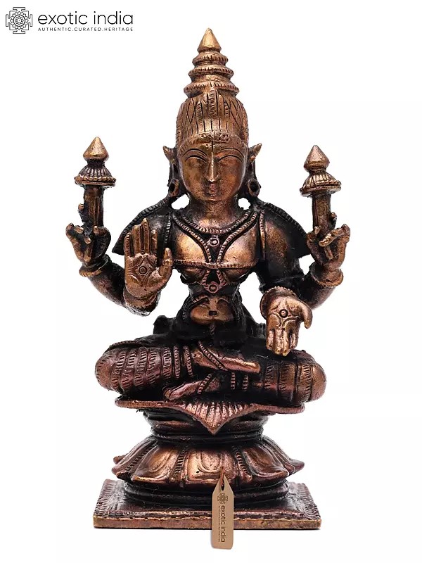 3" Small Copper Padmasana Lakshmi | Handmade