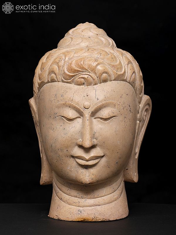 9" Meditating Buddha Head | Sand Stone Statue