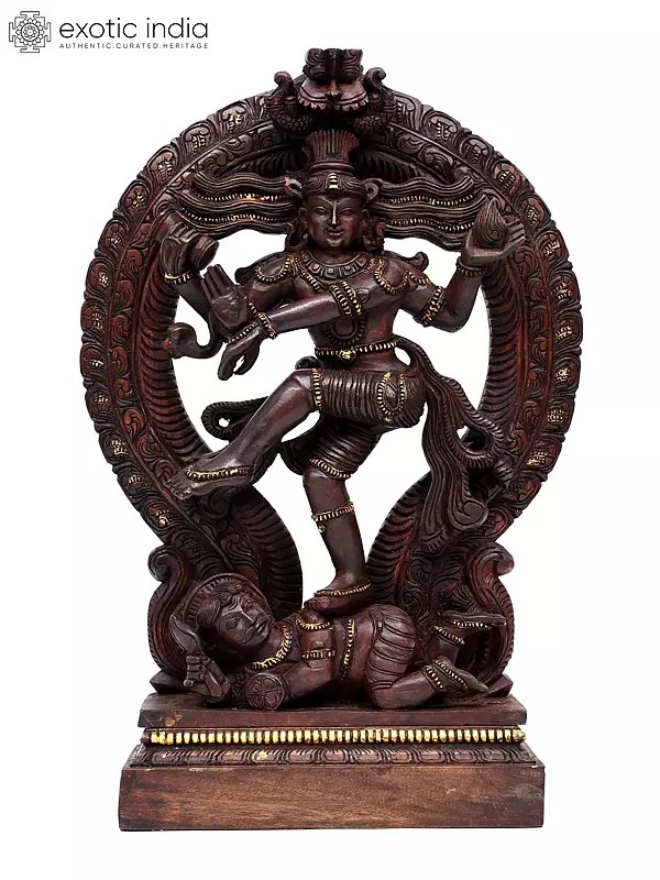 30" Large Nataraja (Dancing Lord Shiva) with Kirtimukha Prabhavali | Wood Carving