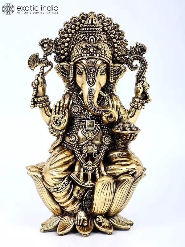 6" Small Superfine Blessing Lord Ganesha | Brass Statue