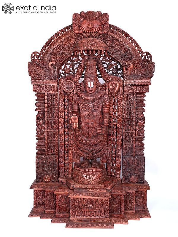 98" Super Large Tirupati Balaji (Venkateshvara) | Wood Carving