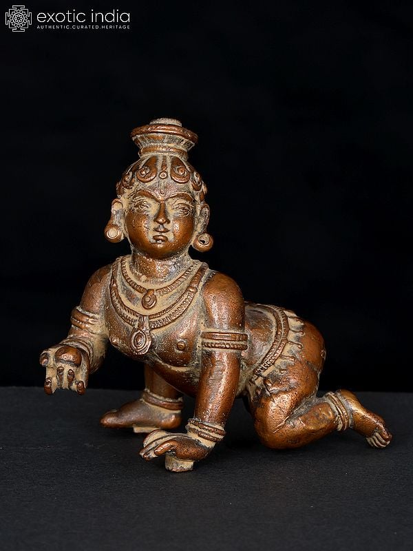 4" Small Laddu Gopal | Copper Statue