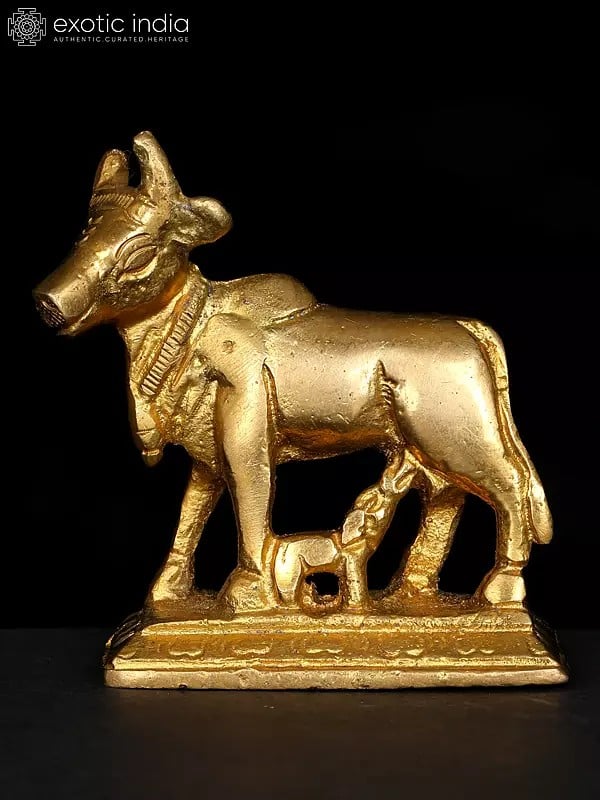 2" Small Cow and Calf | Brass Statue