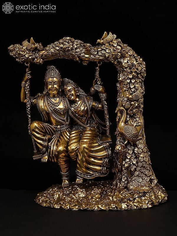 Superfine Radha Krishna on a Swing | Brass Statue