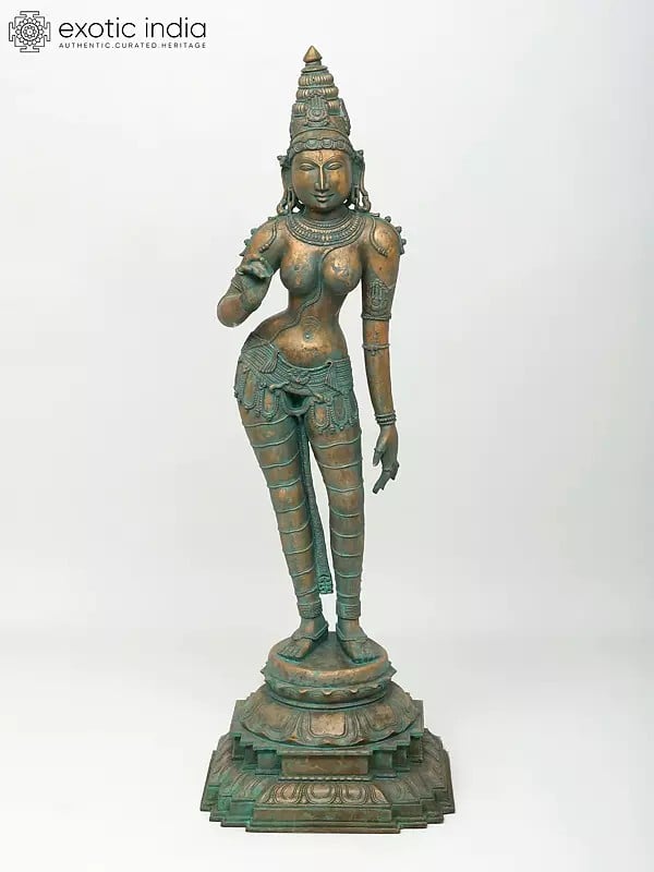 48" Large Standing Devi Uma (Goddess Parvati) | Bronze Sculpture