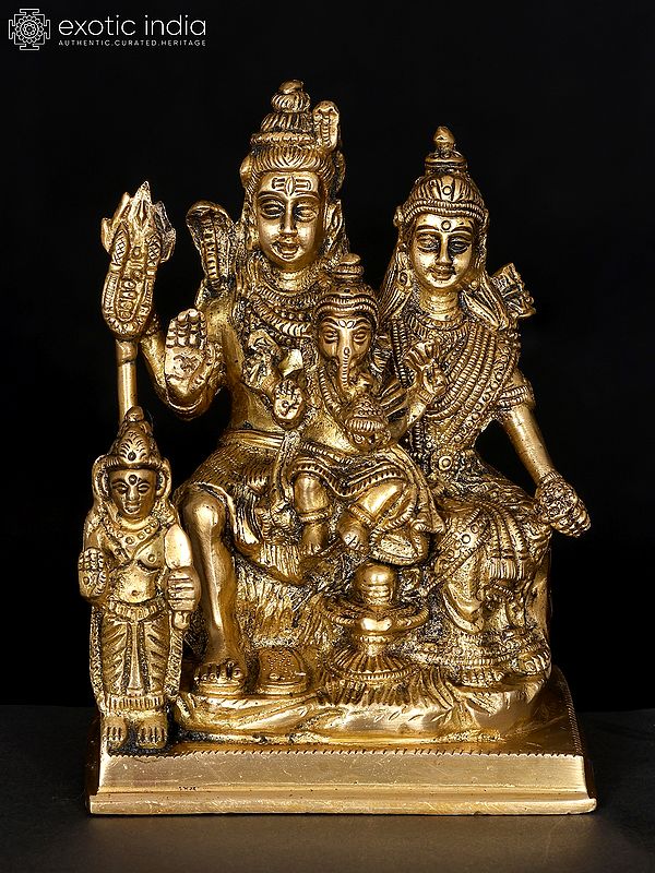 6" Small Shiva Family | Brass Statue