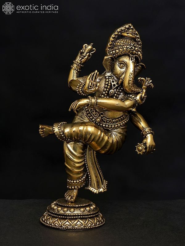 6" Small Superfine Dancing Lord Ganesha | Brass Statue