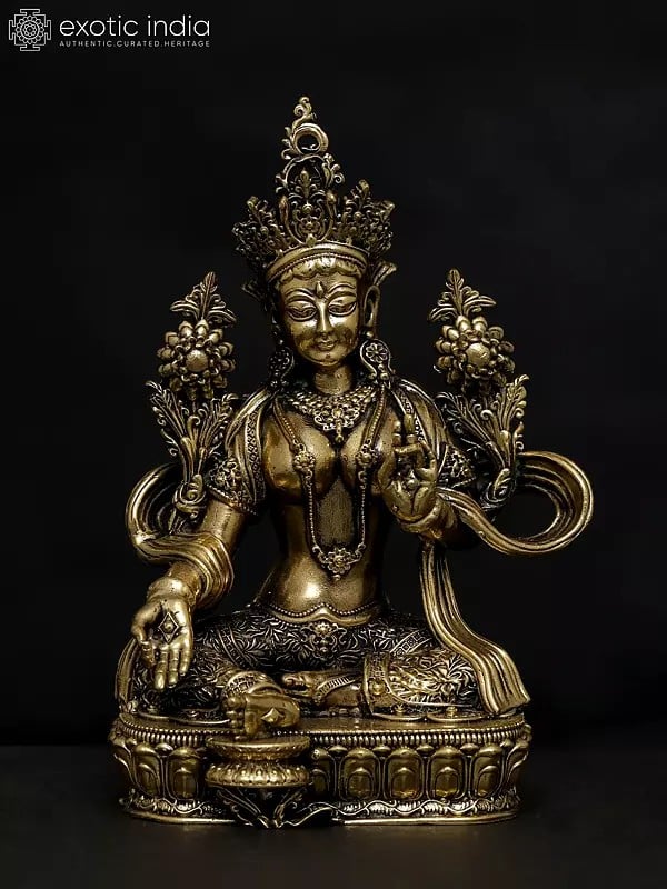 4" Small Superfine Goddess Green Tara | Brass Statue