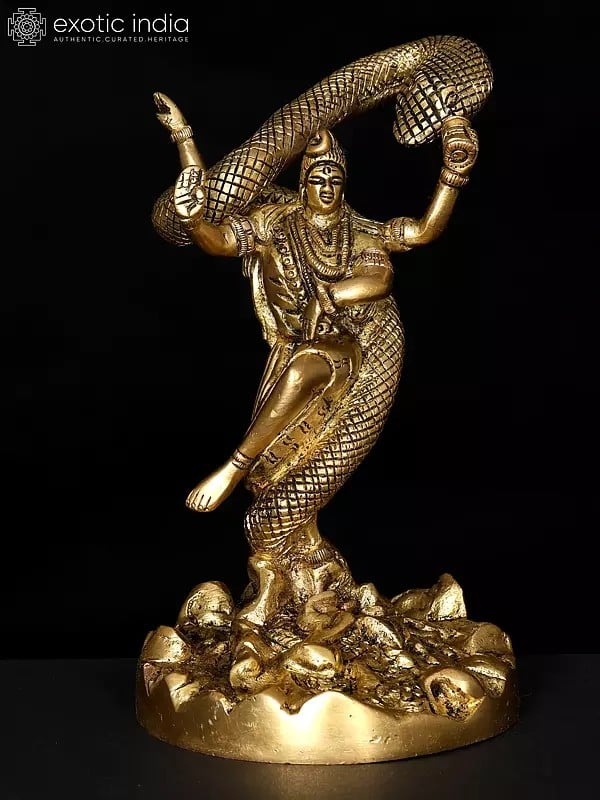 6" Small Dancing Lord Shiva with Vasuki Naag | Brass Statue