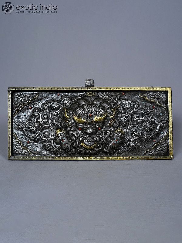 7" Iron Tibetan Mahakala Decorative Wall Hanging Sculpture From Nepal