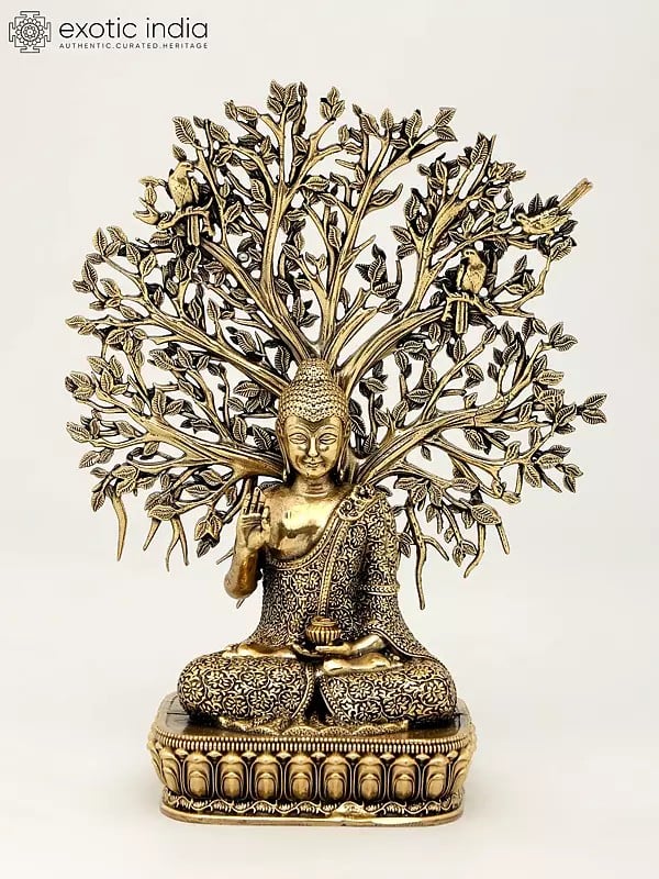 6" Superfine Lord Buddha Seated Under The Bodhi Tree | Brass Statue